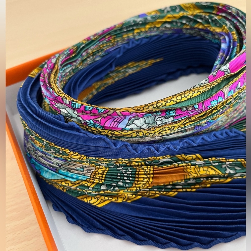 Hermes Silk Plisse Pleated Qalamdan Scarf Catherine Baschet Box EUC Circa 1990 - Picture 7 of 16